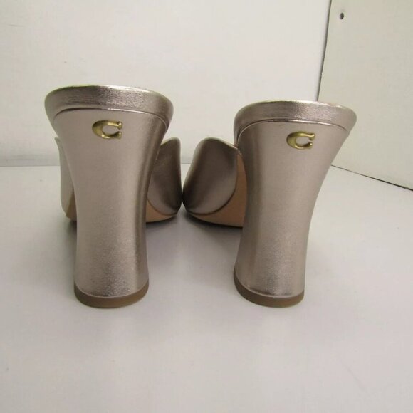 NEW COACH Womens Laurence Metallic Sandal Heeled Open Toe Champagne Size 8.5 - Picture 3 of 9